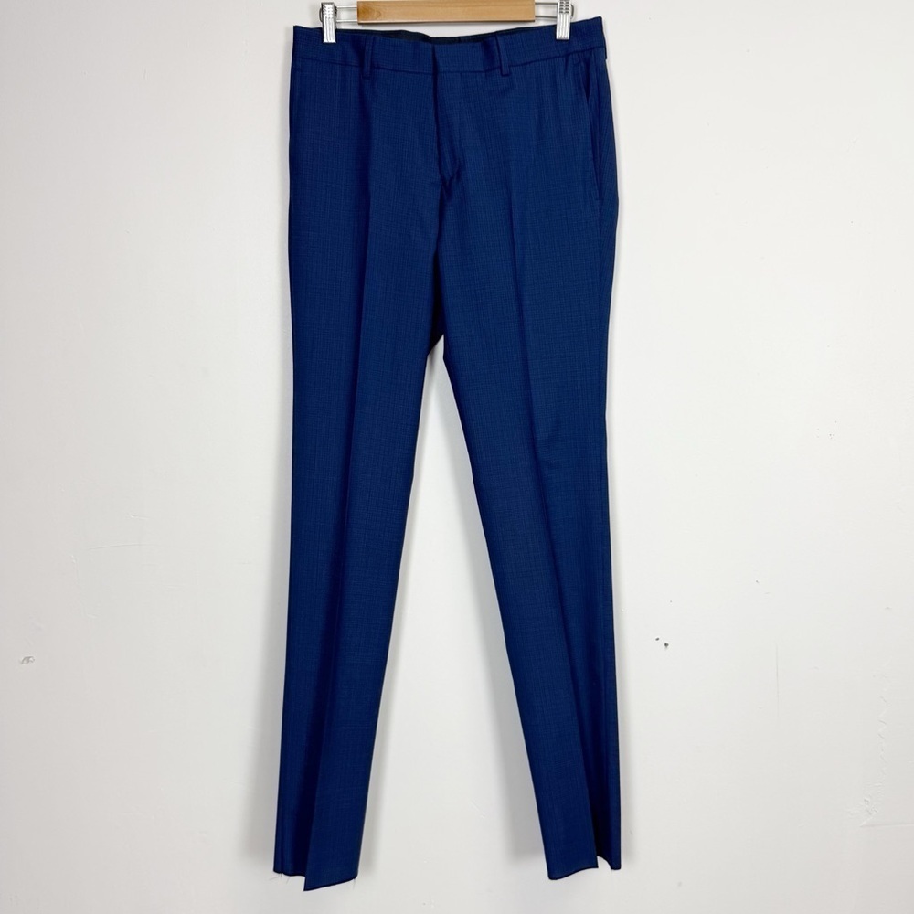 NEW Ted Baker London Pants Mens 31 R Navy Blue Plaid Roger Wool Dress Pant NWOT